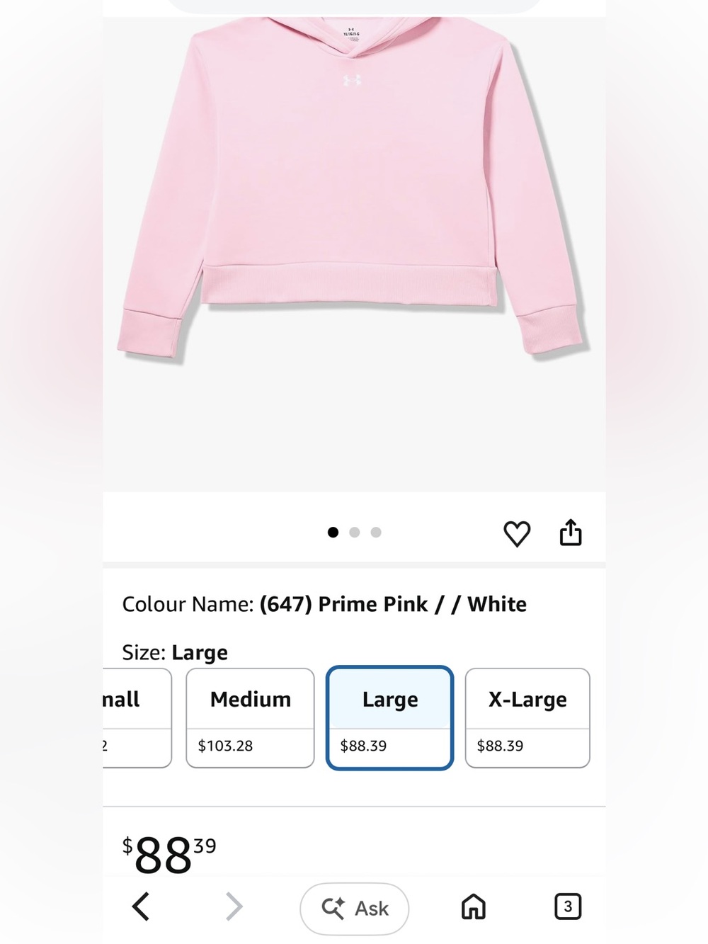 Under Armour Prime Pink Hoodie with White Logo